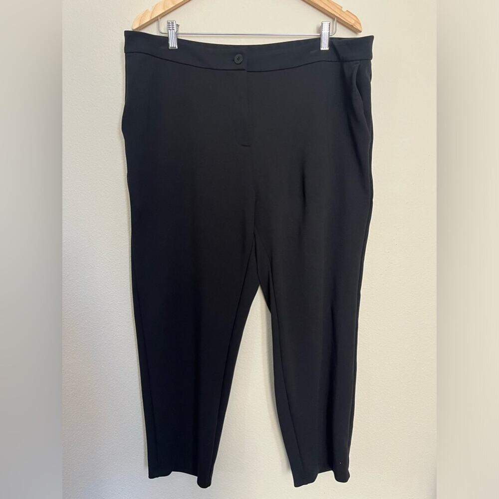 Eileen Fisher Flex Ponte Straight Black Pants Office sustainable eithical sz XL